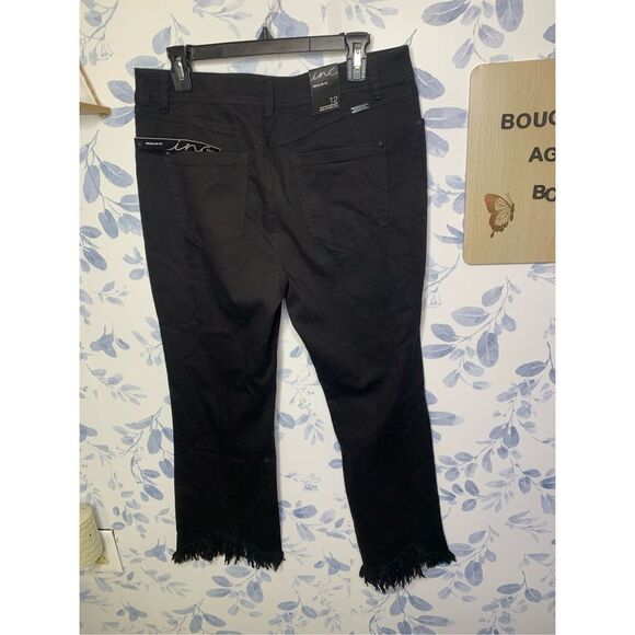 INC Distressed Denim Angled Mop Hem Black Pants Size 12 NWT - Picture 8 of 8